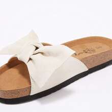 Womens Slip On Flip Flops Ring Toe Strappy Summer Gladiator Flat Sandals - 米色 - 查看 3