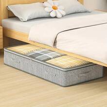 Bed Storage Storage Bag, Transparent Window Clothes And Blanket Storage Bag, Large Capacity Foldable Storage Box, Bed Storage Box With Reinforced Handle Storage Basket - Grey - View 7