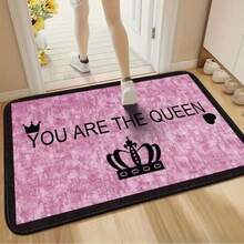 1pc Modern Luxury Pink Non-Slip Soft Polyester Queen Crown Area Rug - "You Are The Queen" Polyester Carpet, Suitable For Living Room, Bedroom And Home, 50x80cm, 50x120cm