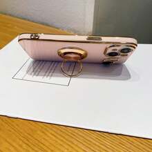 粉色1个黑色电镀防摔手机壳，1个黑色6D电镀旋转支架，1个黑色水钻电镀心形手机壳，兼容苹果手机/配套手机壳/带挂绳手机壳/腕带手机壳/趣味手机壳 - 粉色 - 查看 4