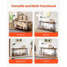 Narrow Console Sofa Table, 70.9 Inches Behind Couch Table, 2-Tier Long Entryway Table And Skinny Hallway Table, Narrow Sofa Table With Metal Frame, For Entryway, Hallway, Living Room & Bedroom - Multicolor - View 7