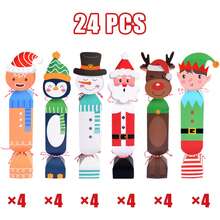 24 Stück Weihnachtsknaller Geschenkboxen mit Weihnachtsmann, Nussknacker, Schneemann, Rentier Muster, Cartoon Weihnachtsform Süßigkeiten Geschenkverpackung für Partyfavors, Weihnachtsdekoration, Weihnachtsgeschenke