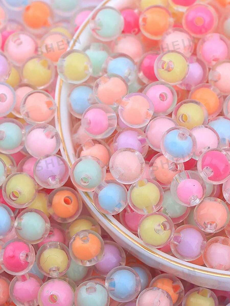 50pcs 8mm Round Transparent Acrylic Beads Loose Spacer Beads For Jewelry Making DIY Handmade Accessories