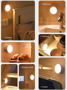 Bewegungssensor Nachtlicht, 360° drehbares LED Nachtlicht Schranklicht tragbar, Nachtlicht für den Innenbereich in Schlafzimmern, Fluren, Küchen, Kleiderschränken, Schränken