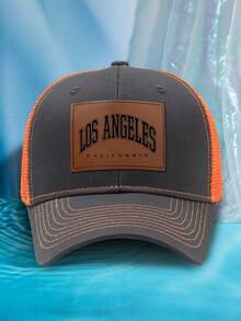1pc Men's Personalized Leather Patch BOSTON Laser Slogan Casual Outdoor Fashion Breathable Adjustable Hard Top Baseball Mesh Cap, Suitable For Daily Wear - E - View 16
