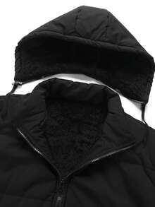 Men's Outdoor Casual Sports Fashion Multi-Pocket Detachable Hooded Thick Thermal Lined Jacket, Suitable As Gift For Boyfriend, Husband, Father, Autumn/Winter - Black - View 5