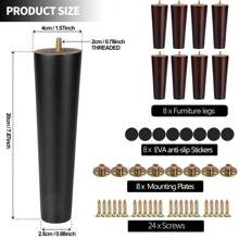 8 件木制家具腿，实木锥形沙发腿，带五金件，中世纪现代替换腿 - 彩色 - 查看 10