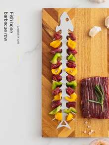 1 szt. otwieracz do butelek w kształcie ości ryby ze stali nierdzewnej i widelec do grilla 2 w 1 kreatywne narzędzie do grillowania, szpikulec do grillowania na świeżym powietrzu