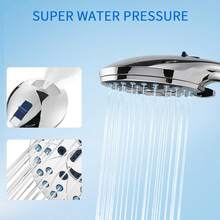 Cabezal de ducha con juego de boquillas de pistola rociadora, 10 etapas de potencia, cabezal de ducha, plateado (cabezal de ducha + manguera de 1,5 m)