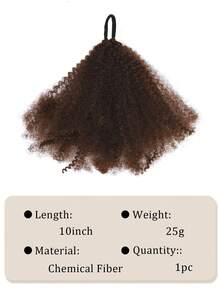 Summer 1-Pack African Shaggy Bun African Curly Natural Hairstyle For Synthetic Short Hair Extensions Ponytail (Natural Black, Afro 8-10 Inch) - Multicolor - View 15