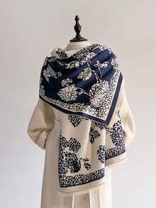 1pc Elegant Plant & Tree Pattern Jacquard Scarf, Warm & Versatile For Women, Suitable For Air-Conditioned Rooms, Autumn/Winter