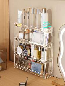 1pc Wall-Mounted Storage Rack, Makeup Organizer Shelves For Bathroom Vanity, Cosmetics Display Shelf, Multifunctional Storage Rack For Collectible Figurines, Snacks, Hair Accessories, Nail Polish, Sunglasses | Bathroom Accessories