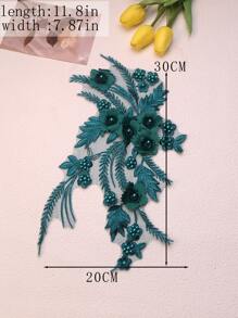 Handgefertigte 3D bestickte Perlenblumen Dekorative Applikationen, DIY Kleidungszubehör, Brautkleid Verzierungen, Größe: 30cm x 20cm