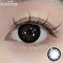 EYESHARE 放大眼睛彩色隐形眼镜 1 对美瞳镜片年度一次性大直径软性彩色隐形眼镜万圣节服装角色扮演 - 黑色 - 查看 4