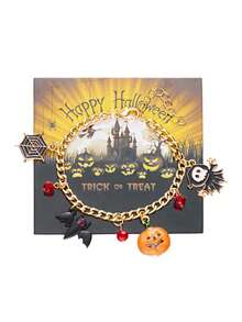 1 Braccialetto a catena con ciondolo a forma di zucca, pipistrello, ragnatela e fantasma, di moda per ragazze, adatto per occasioni festive