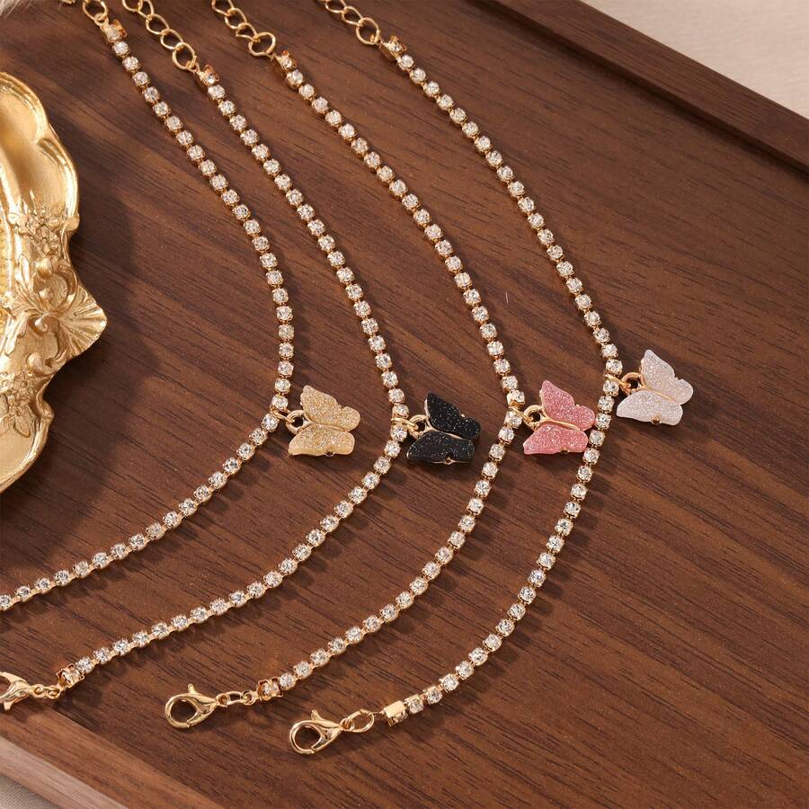 1pc 18K Gold Plated Stainless Steel Bracelet With Zirconia Stones, French Fashion Style, Suitable For Women, Fits Ins Style, Ideal For Parties, Dates, Office Wear, And Mother's Day Gift - Silver - View 1
