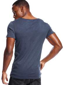 Deep V Neck T Shirt For Men Low Cut Scoop Tee Invisible Tshirt Vee Top - Xanh lam - Cổ thấp Vee - Xem 4