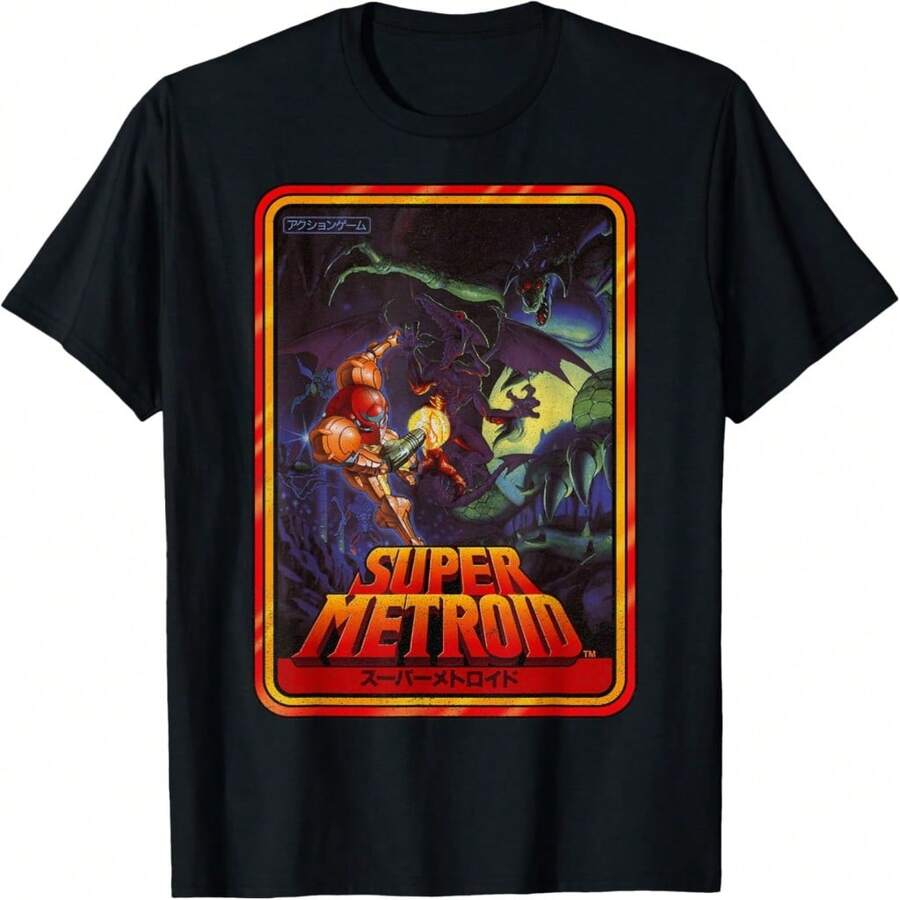 Super Metroid Kanji Poster Style T-Shirt - 黑色-A09 - 查看 1