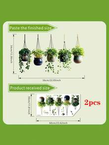 1 件悬挂式绿色盆栽窗贴热带植物绿色植物玻璃贴纸窗贴可移除盆景墙贴花剥离粘贴艺术壁画适用于卧室客厅办公室厨房墙壁艺术墙面装饰房间装饰个性化贴纸厨房装饰 - 彩色 - 查看 14