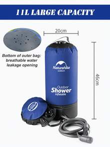 Naturehike Vòi sen cầm tay kèm vòi kéo dài, bơm chân, túi tắm ngoài trời di động, túi đựng nước tắm ngoài trời tiện dụng - Màu xanh hải quân - Xem 11