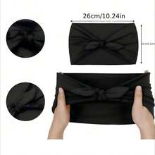 2pcs Black Bow Headbands For Women, 7" Extra Wide Non-Slip Headwraps, Workout Turban Hair Accessories Fall Winter Hair Band For Vacation Outfits Woman Women Bandanas Soft Headwrap Women Scarf - Multicolor - View 2
