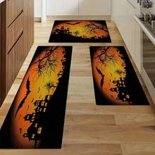 1pc Pumpkin Festival Non-Slip Kitchen Mat, Home Living Room Bedroom Entrance Decorative Washable Plush Carpet