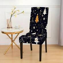 1/4/6/8 Stücke Set, modische Weihnachts-Muster Stuhlbezüge/Bürostuhlbezüge/Esszimmerstuhlbezüge, geeignet für moderne Inneneinrichtung Zuhause, Restaurant und Hotel Dekoration. Die elastischen Stuhlbezüge sind waschbar, ideal als Weihnachtsgeschenke. - Verschiedenfarbig - Übersicht 16