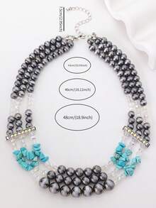 1pc Bohemian Style Glass Beads, Twisted CCB Stones Combination Unique Design Beaded Necklace - Necklace - View 3