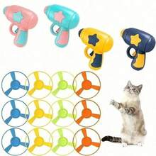 13 件彩色飞行推进猫玩具：小猫互动狩猎游戏 - 随机颜色飞盘