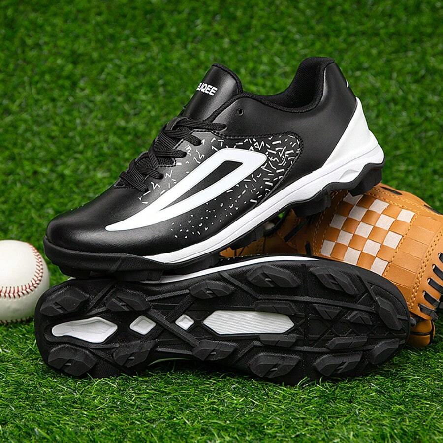 Men's Exclusive Professional Baseball Cleats Baseball Training Cleats Outdoor Shoes Anti-Skid Rubber Sole Cleats Outdoor Sports Cleats Shoes - Black and White - View 1