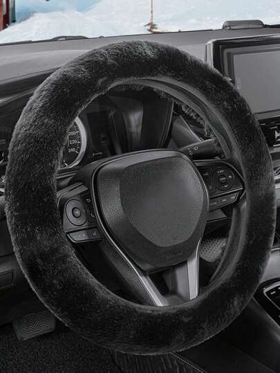 Capa de volante de pelúcia quente para inverno, 1 peça, sem forro interno, para carro