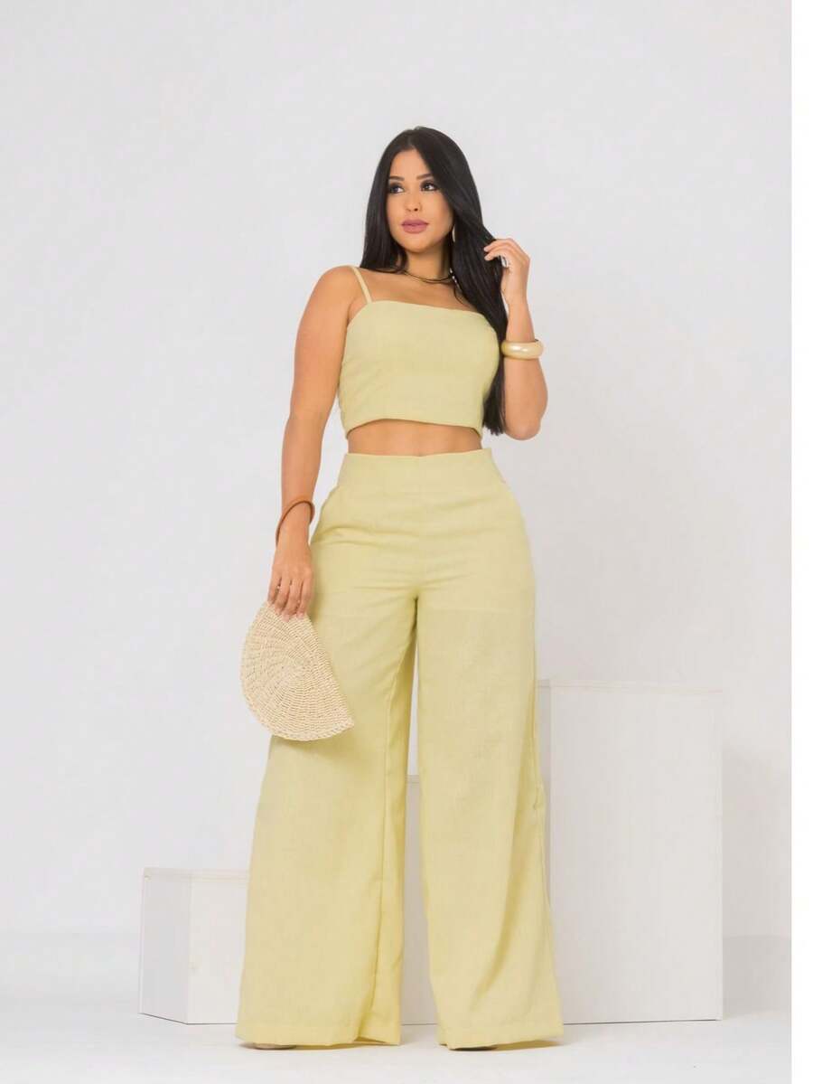 Simple Casual Elegant Pocket Set Women's Birthday Party Spring Set - Yellow - View 1