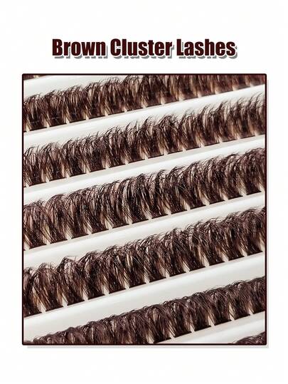 200pcs D-Curl Fluffy Light Brown Lashes, 80D Mixed Length 9-16mm, Soft & Lightweight, Suitable For Daily, Party, Music Festival Makeup, Cluster Lashes, Individual Lashes, Lash Extension, Voluminous Lashes, Dense Lashes, Cat Eye Lashes, Brown Lashes