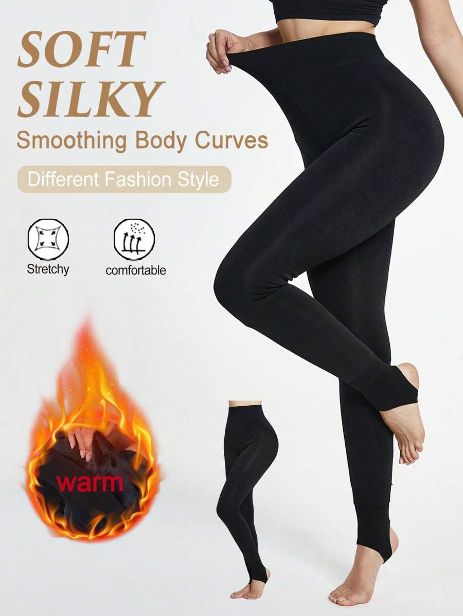 Women's Winter Warm Thick Stirrup Leggings Sexy High Waist Skin Friendly Leg Slimming Pants