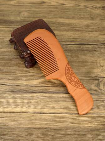 1 把木质发梳，防静电木质发刷，适用于卷发、细软发、粗硬发、波浪发或直发，轻松梳理和造型 - 小巧便携，细齿天然木梳，适合女性，干湿两用，便携式扁平梳，旅行必备，万圣节礼物，圣诞节礼物，梳子，解结梳，球形梳，迷你发梳套装，木质梳子，后梳梳