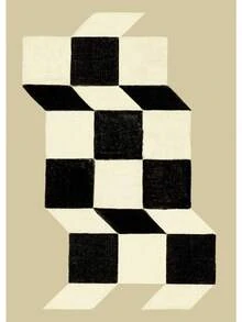 1 pieza Impresión de póster de pintura en lienzo con arte de pared minimalista, diseño floral abstracto de patrón geométrico moderno para decoración del hogar y la sala de estar