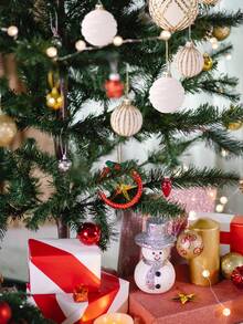 9pcs Christmas Balls Set Glitter Christmas Tree Ornaments Decoration Flocked Christmas Ball Ornaments Xmas Tree Hanging For Indoor Outdoor Holiday Party Decor Christmas Tree Ornament Shatterproof Baubles Hanging Pendant For Home Decoration Party Supplies