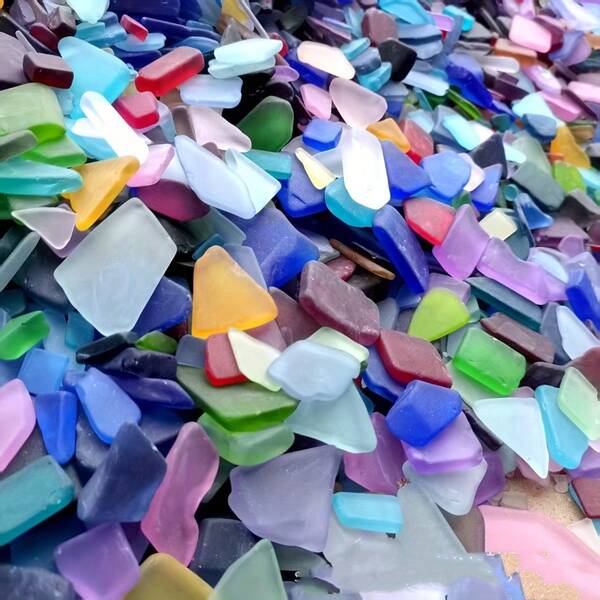 200g Morceaux de verre de mer colorés de qualité supérieure, fournitures de verre fusible à texture givrée épaisse, taille de 0,79 à 1,57 pouces, pièces de verre de mer mate rêveuse pour l'artisanat DIY, la fabrication de bijoux, la décoration d'intérieur