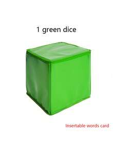 Quixorblex 1 szt. miękka kostka do gry DIY, 4-kolorowa zmazywalna karta, karta do nauki słownictwa, rzut kostką, gra edukacyjna, kostka do wrzucania kart, Montessori, interaktywne rekwizyty, zajęcia w klasie, gry planszowe, dom, powrót do szkoły, imprezy, narzędzia dydaktyczne