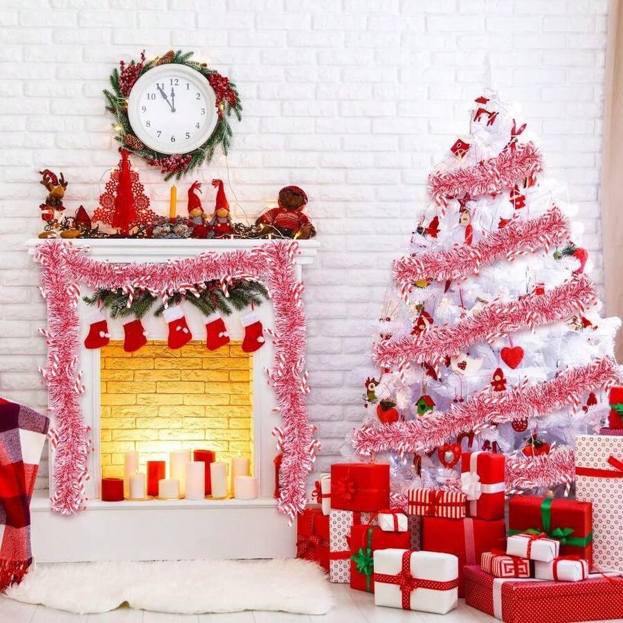 2025 Nuevo Bastón de Caramelo Navideño Rojo y Blanco con Rayas de Colores Decoración Festiva Decoración de Fiesta Flor Fronteriza Qiancao Color
