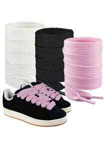 2pcs Extra Wide And Thick Flat Shoelaces, Replacement Shoe Laces For Sports Shoes,Belt,Shoes And Boots Accessories,For Women Men Sneakers Shoes Men Trainers Running Shoes Summer,Sneaker Accessories, Solid Color Design, Reinforced Construction, Active Lifestyle,1pc