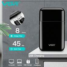 VGR 电动剃须刀，便携式旅行电动剃须刀，男士往复式剃须刀，V-390，黑色，带盒 - 黑色 - 查看 4