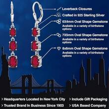 Gem Stone King 3-Stone Leverback Drop Dangle Earrings Women |   925 Sterling Silver |   Gemstone Birthstone |   Oval 8X6MM 7X5MM And 6X4MM |   Fine Jewelry Gifts Her Mom Women Wife - 紅寶石色神秘黃玉 - 查看 2