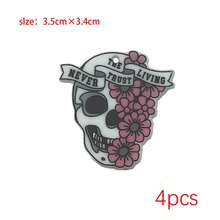 4/12 Pcs Acrylic Double-Sided Printed Ghost Skull Tombstone Charms – Halloween DIY Craft Accessories For Handmade Earrings, Bracelets, Necklaces, Keychains & Bag Decor