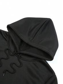 Sudadera con capucha de patrón de anime casual para hombres - Sudadera gris de manga larga con impresión de letras japonesas en negrita, lavable aáquina, ropa de calle de invierno, ropa cómoda|Diseño Visual de Animación|Tela duradera - Negro - Ver 11