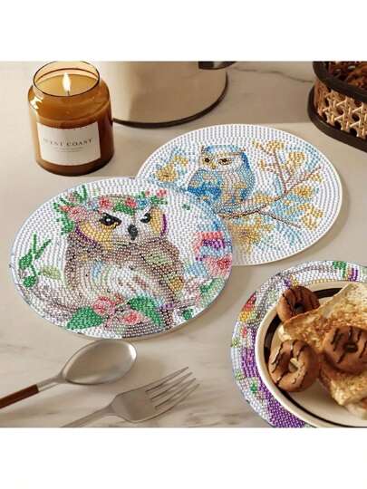 طقم رسم الماس الزهري - مجموعة 3/4 قطعة، شكل ماس دائري، خشب رقائقي - لوحات زهرية ملونة ثلاثية الأبعاد DIY لتزيين طاولة الطعام، أداة فن الماس لتعليق الحائط للمنزل والفناء والغرفة والصالة هدية ديكورية