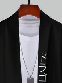 Men's Casual Cardigan, Polyester, Casual Summer Style - Black - View 7