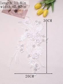 Handgefertigte 3D bestickte Perlenblumen Dekorative Applikationen, DIY Kleidungszubehör, Brautkleid Verzierungen, Größe: 30cm x 20cm