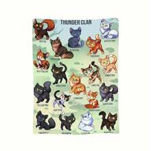 Warrior Cat Blanket - Ultra Soft Flannel Blanket, Includes 12 Varieties (Dark Stripes, Lion Heart, Storm Fire, Etc.) - Comfortable Sofa, Bed, Office, Travel Blanket - Perfect Gift For Cat Lovers - All-Season Home Decor, Cat Blanket, Office Blanket, Vivid Illustrations, Plush Material, Cat Enthusiasts, Modern Design, Durable Material, Pet Owners, Cozy Soft Flannel Blanket & Suitable For Birthday Anniversaries, Valentine's Day, Thanksgiving, Christmas, Halloween, Wedding, New Year Gifts Provide Personalized Ideal Gifts For Her, Him, Family Members, Boyfriends, Girlfriends, Fathers, Family Members, Mothers, Lovers, Daughters, Sons, Grandfathers, Grandmothers, Friends, Classmates And Pets. Sofa, Bed, Car, Bedroom, Living Room, Office, Outdoor Camping, Beach, Wall Decoration, Bedroom Decor, Halloween Blanket, Fall Decor, Fall Decorations For Home, Christmas Party Theme Blanket, Christmas Decor, Office Decoration - 彩色 - 查看 12
