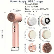STUKUNI 6-in-1 elektrische Gesichtsreinigungsbürste, aufladbare rotierende Gesichtspeeling-Bürste mit 6 Bürstenköpfen, 3 Geschwindigkeitsstufen, geeignet für fettige, trockene und empfindliche Haut für Frauen und Männer, für tiefe Reinigung